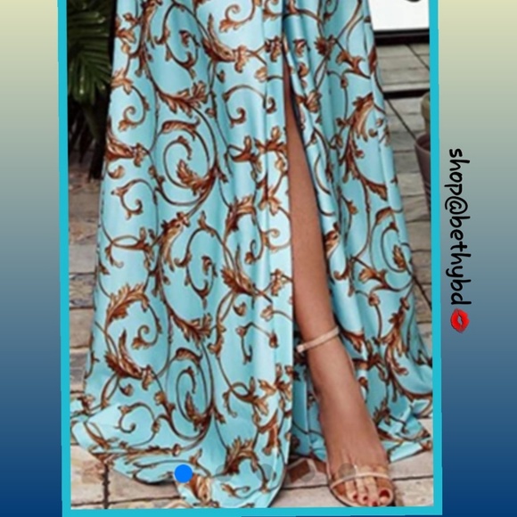 Boho Floral Vines Maxi Dress w/waist tie/wrap - Picture 5 of 9